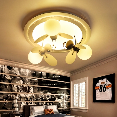 Bee Shape LED Flush Mount Children Bedroom Opal Glass 1/2/3 Light Decorative Lighting Fixture