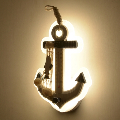 Plastic Anchor Wall Light Fixture Mediterranean Children Room LED Wall Sconce in Warm