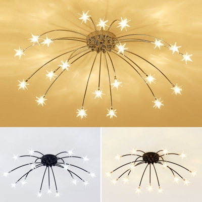 Glass Sparkling Star 15/21 Mini Light Ceiling Chandelier in Brushed Nickle