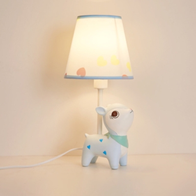 Nursing Room Cone Table Light with Bunny/Deer Plastic Single Light Reading Light in White