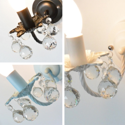 Modern Crystal Wall Light Staircase Wall Sconce Candle Style Wall Lamp with Crystal Balls 