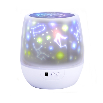 Plastic Drum Shade Night Light Projectors with/without Rotating Function for Children Bedroom