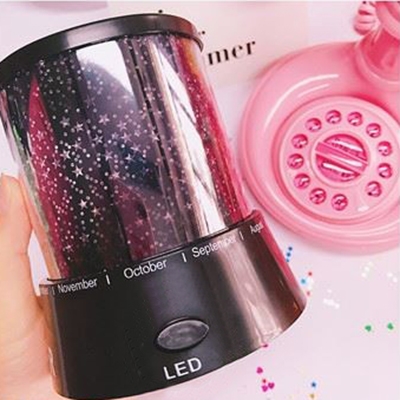 Portable Sparkling Moon and Star Night Light Projector for Girls Bedroom