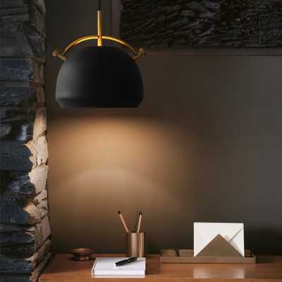 Satin Black/White Finish 1 Light Pendant Lamp with Aged Brass Handle Three Styles Available