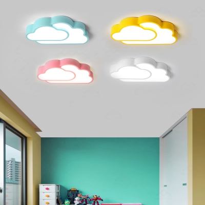 Acrylic Cloud Shade Ceiling Lamp Colorful Macaron Boys Girls Bedroom LED Flush Mount