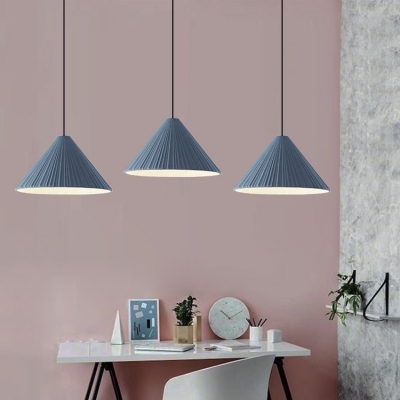 Resin Umbrella Shade Lighting Fixture Nordic Style Bedroom 1 Head Hanging Lamp in Blue/Pink/White