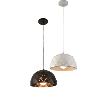 Whimsical Style Black/White Dining Room Hanging Light Fixture with Metal Dome Shade 11.81