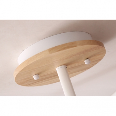 Wooden Chandelier with Globe Shade Nordic Macaron 3/6/8 Lights Hanging Light for Kids