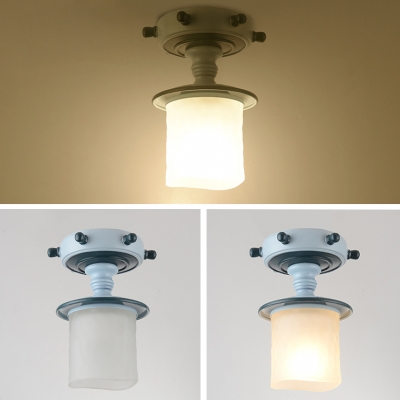 Adjustable Cylinder/Flared Pendant Light Kids White Glass 1 Light Hanging Pendant Light in Blue