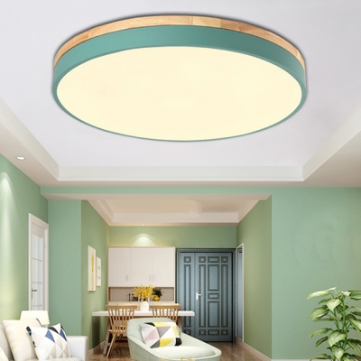 Acrylic Round Shade Flush Mount Macaron Modernism Kids Youth Bedroom Flush Ceiling Light