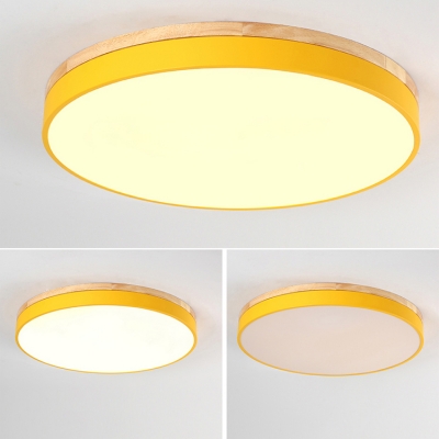 Acrylic Round Shade Flush Mount Macaron Modernism Kids Youth Bedroom Flush Ceiling Light