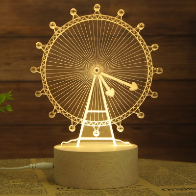 Decorative Creative 3D Effect Acrylic Globe/Ferris Wheel/Merry-Go-Round/Outerspace Night Light 