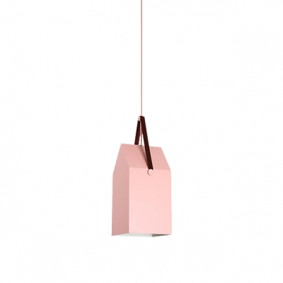 Geometric Pendant Lamp Minimalist Macaron Metal 1 Light Drop Ceiling Lighting for Girls Bedroom