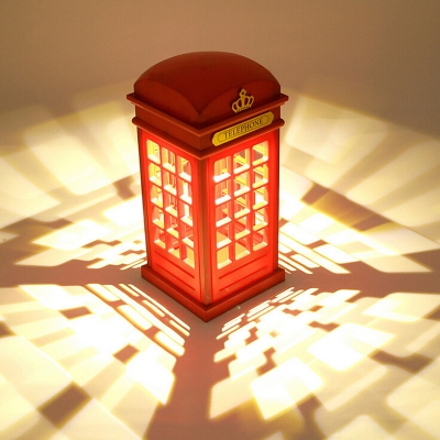 Nordic Style Plastic Phone Booth LED Projector Night Light for Kids Room