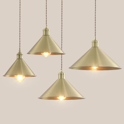 

Simple Style Antique Brass Finish Ceiling Pendant Lamp with Conical Shade 4 Sizes for Option, HL478979