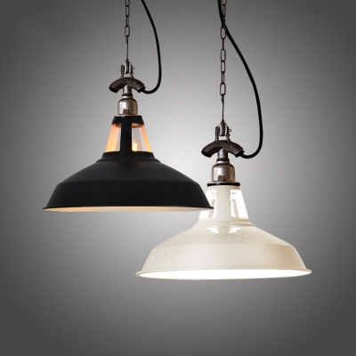 Vintage Dining Room Single Head Hanging Pendant Light in Matte Black/White Finish