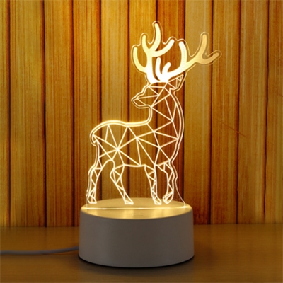 3D Effect Acrylic Deer/Cat/Unicorn/Horse LED Night Light Button Switch/USB Touch/Remote Control 