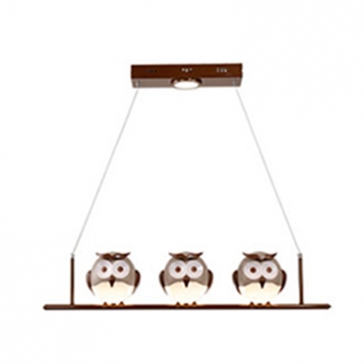 Cute Owl Design Hanging Lamp Animals&Insects Kindergarten Plastic 1/2/3/4 Lights Chandelier Light in Bronze