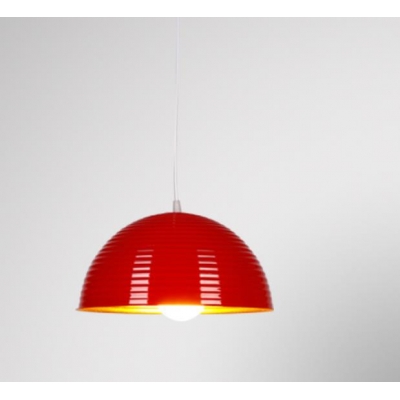 Contemporary 1 Light Downrod Pendant Light Fixture in Ripple Design with Dome Shade Various Colors for Option
