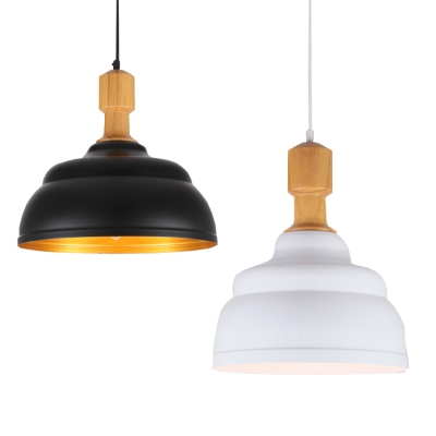 

Contemporary Style Restaurant Wooden-Grain Hanging Pendant Light in Black/White Finish, HL478945