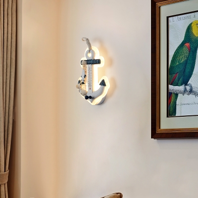 Plastic Anchor Wall Light Fixture Mediterranean Children Room LED Wall Sconce in Warm