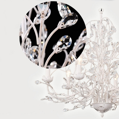 French Country Chandelier 3 Light Flower Leaves Chandelier Candle Style White Chandelier Light