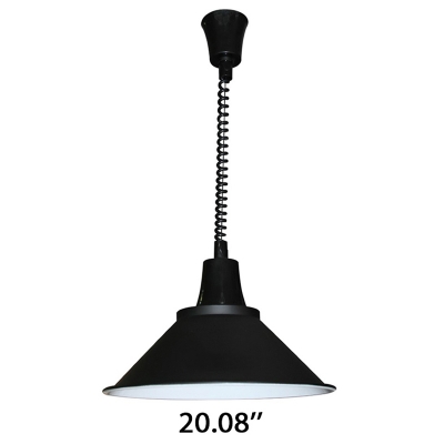 Industrial Extendable Single Pendant Light with Black Cone Shade