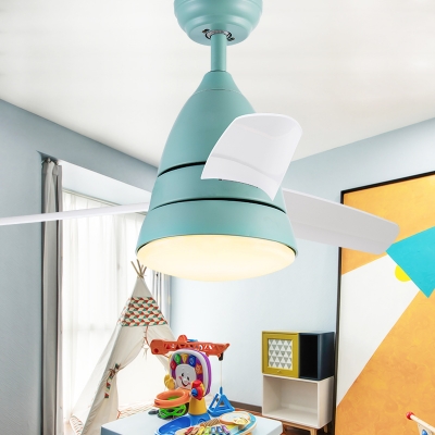 Macaroon Blue/Pink LED Kids Room Ceiling Fan with 3 Blade 10.24 Inch Width