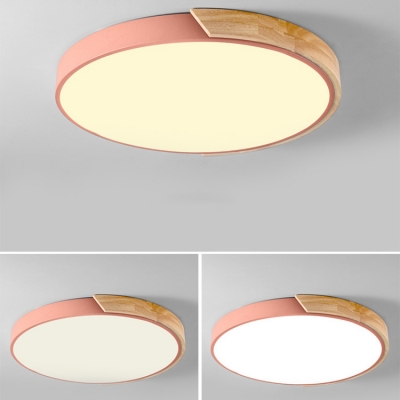 Macaron Modern Acrylic Round Flushmount Kids Bedroom LED Ceiling Light in Warm/White