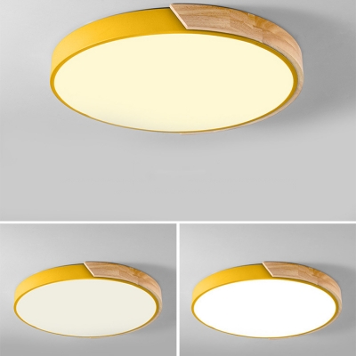 Macaron Modern Acrylic Round Flushmount Kids Bedroom LED Ceiling Light in Warm/White