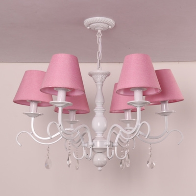 Modern Dining Room Chandelier Pink/Blue Shaded Chandelier with Crystal Balls, 3/5/6 Light