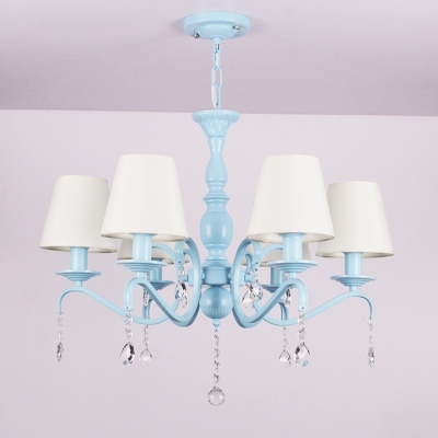 Nautical Chandelier 6 Light Shaded Chandelier Light with Crystal Balls in Teal Finish