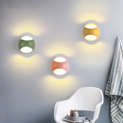 Metal Semicircle Mini Wall Lamp Colorful Kid Youth Bedroom 1 Light LED Wall Mount Fixture