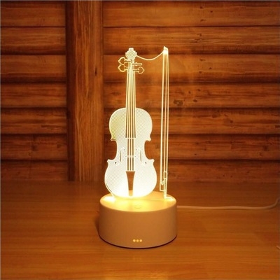 Rechargeable Acrylic Guitar/Sailing Boat 3D Night Light 3 Styles for Option