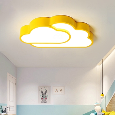 Acrylic Cloud Shade Ceiling Lamp Colorful Macaron Boys Girls Bedroom LED Flush Mount