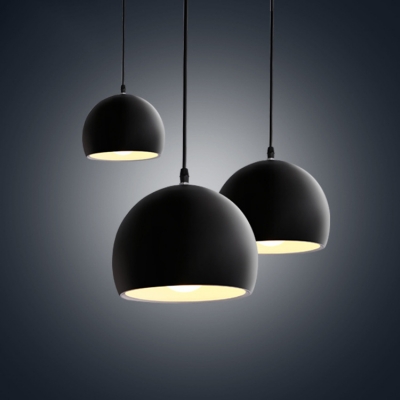 

7.84"/9.84"/13.78" Wide Matte Black Finish Single Head Pendant in Contemporary Style for Cafe Dining Room