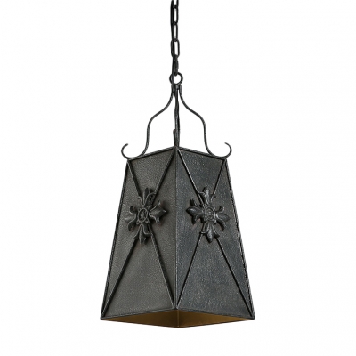 

Industrial Weathered Iron 1 Light Hanging Pendant Lamp with Square Metal Shade for Cafe Restaurant