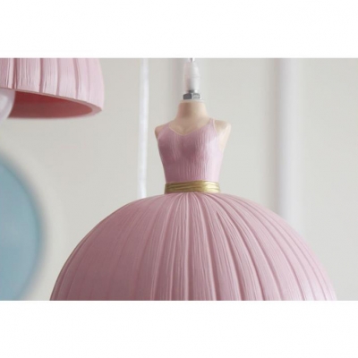 Lovely Dome 1/3 Light Suspended Lamp with Dress Design Light Blue/Pink Plastic Pendant Light for Girls Bedroom