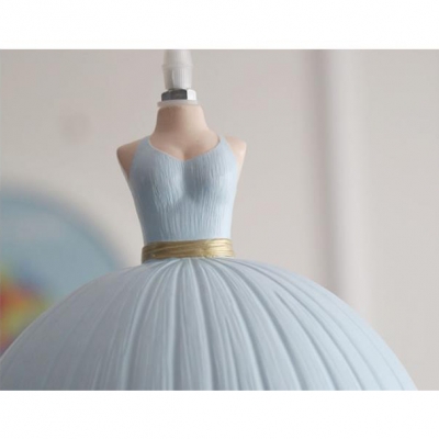 Lovely Dome 1/3 Light Suspended Lamp with Dress Design Light Blue/Pink Plastic Pendant Light for Girls Bedroom