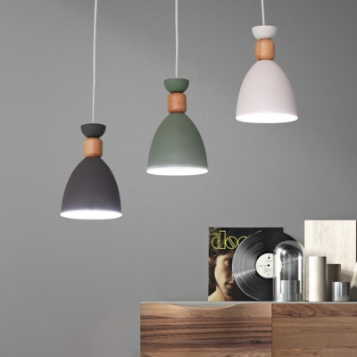 Nordic Simple Style One Light Mini Pendant for Bar and Cafe in White/Green/Grey
