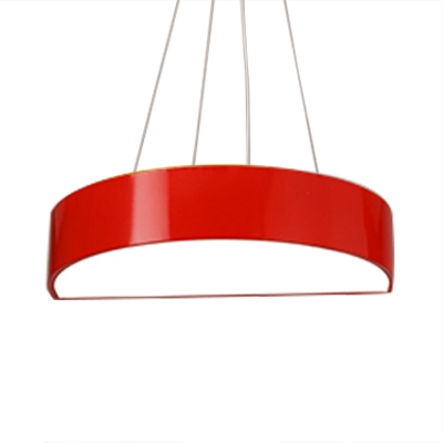 Semi Circle LED Pendant Lamp Contemporary Children Bedroom Acrylic Hanging Light in Blue/Green/Yellow/Red