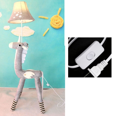 1 Head Unicorn Standing Light Kids Room Bedside White/Gray/Pink Fabric Shade Floor Lamp