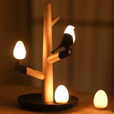 Solid Wood Decorative Little Bird Kids Room Night Light USB Rechargeable  