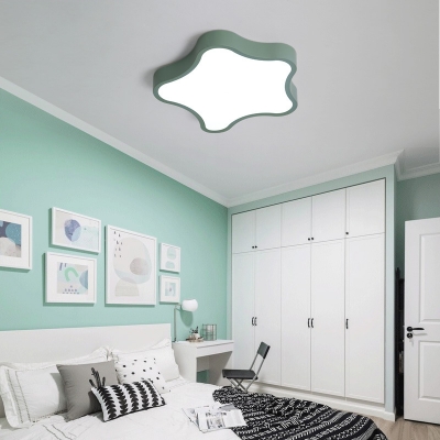 Macaron Nordic Star Ceiling Lamp Baby Children Metal Ceiling Flush Mount in Green/Pink/Yellow