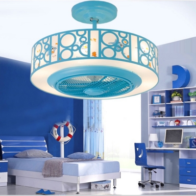 Bladeless Led Kids Room Ceiling Fan With Light In Blue Pink