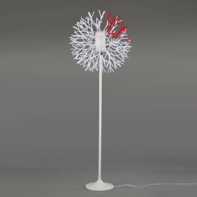 Contempoary Style White Coral Floor Lamp with Metal Base