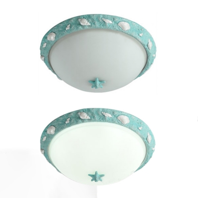 Seaside Resin Bowl Flushmount Kids Room 1 Light Ceiling Light Fixture in Sky Blue