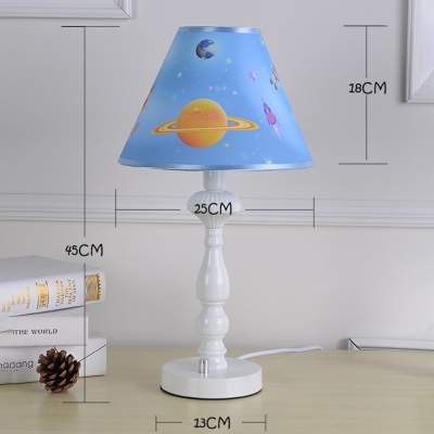 Blue/White Tapered Table Lamp Astronomy&Space Acrylic 1 Light Reading Light for Boys Bedroom