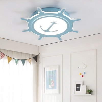 Anchor Kids Room Ceiling Fixture Mediterranean Acrylic LED Flush Mount Light in Blue