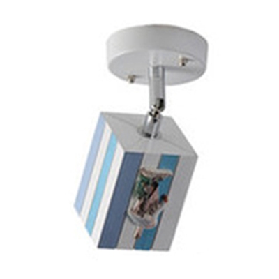 Rotatable Strips Design Semi Flush Mount Children Room Wood Spot Light in Multicolored